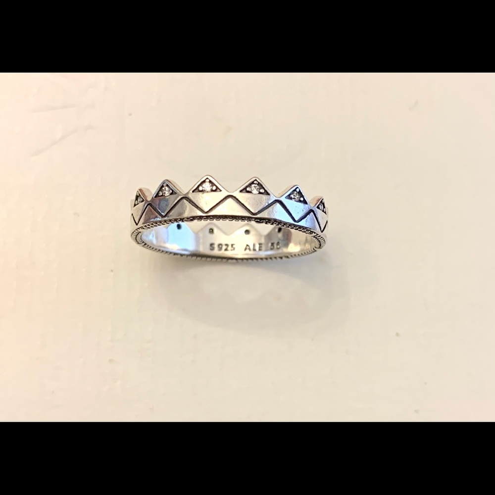 Pandora geometric crown ring, size 56